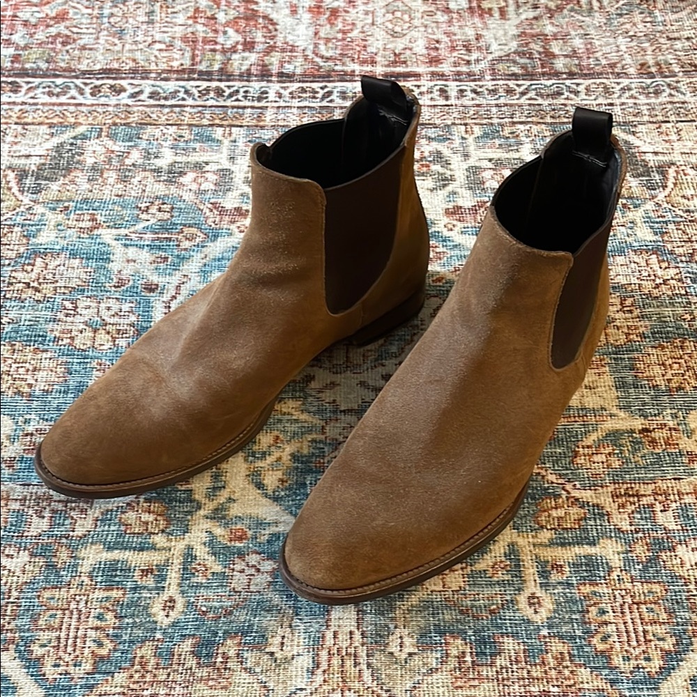 Men’s To Boot New York Shelby II Mid Brown Suede Chelsea Boots Size 10.5